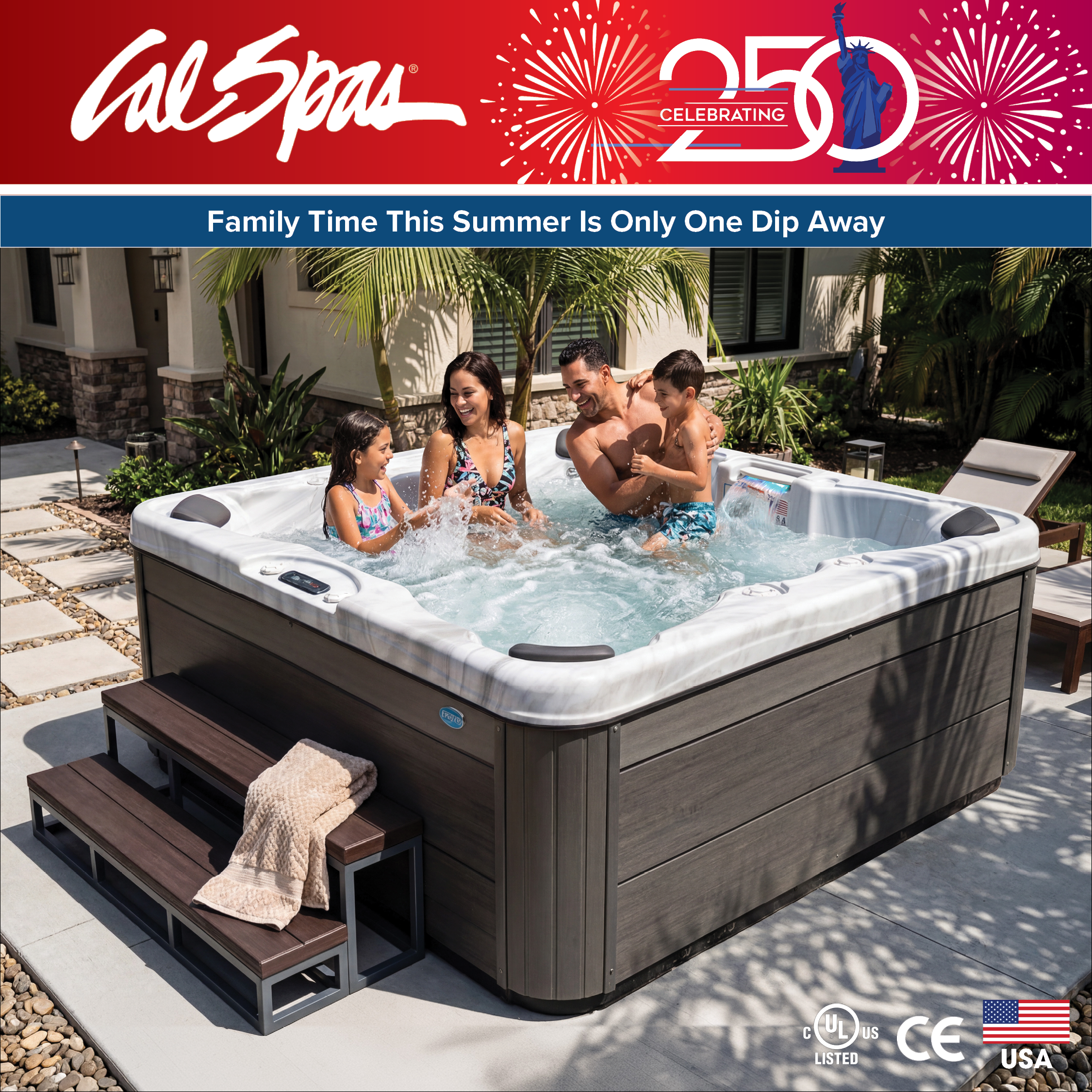 Calspas hot tub being used in a family setting - Owens Cross Roads